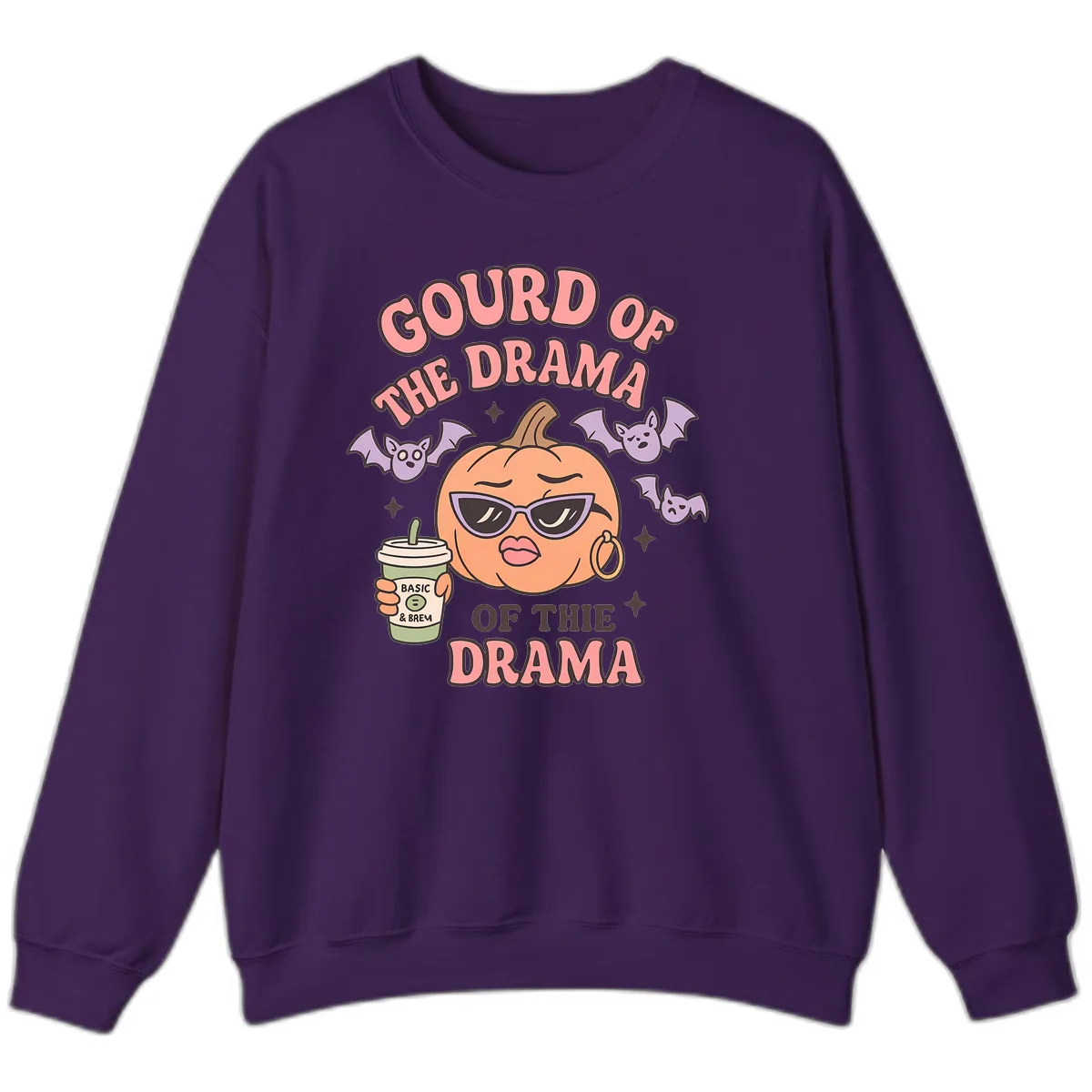 Gourd Of The Drama Pumpkin Sweatshirt in Purple