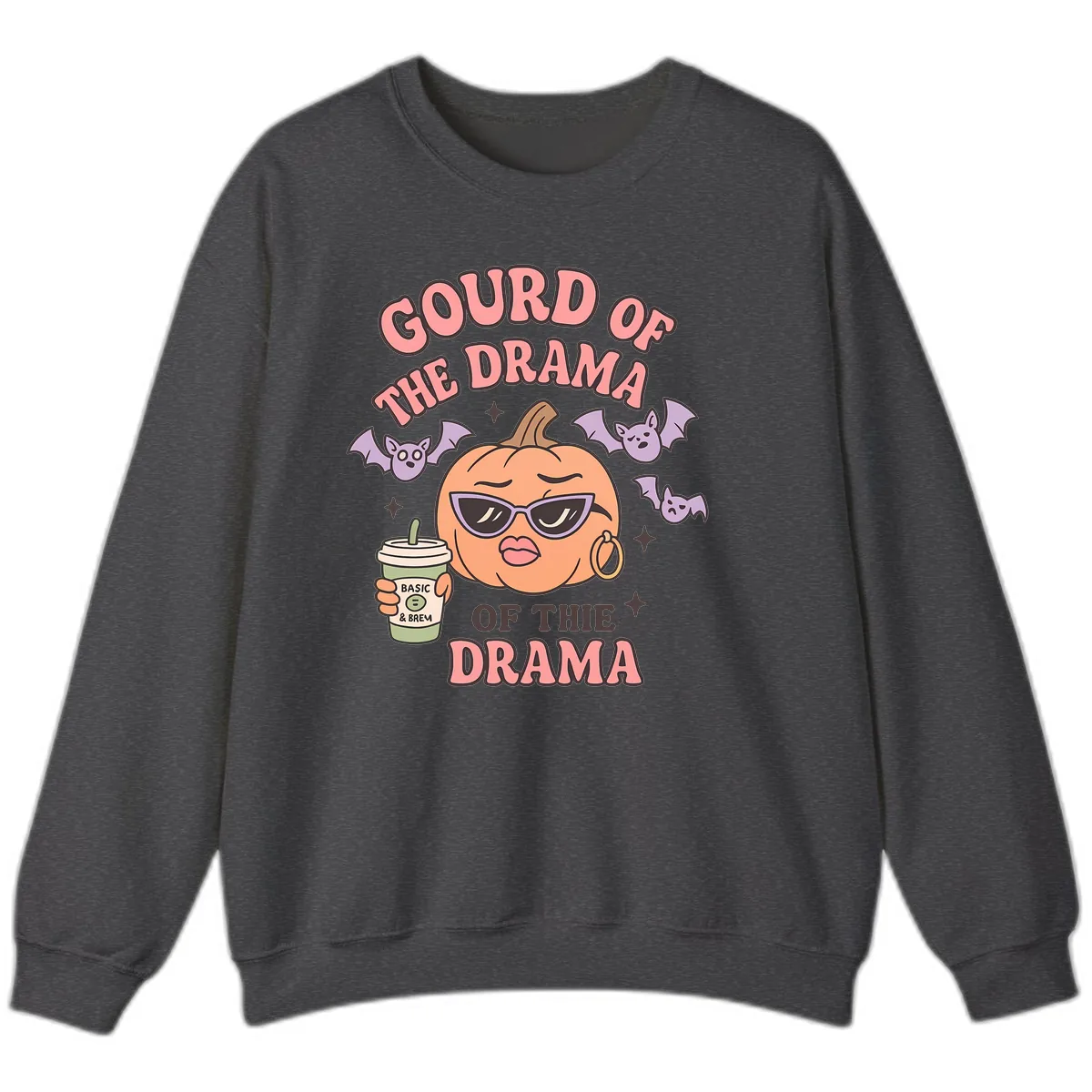 Gourd Of The Drama Pumpkin Sweatshirt in Dark Heather
