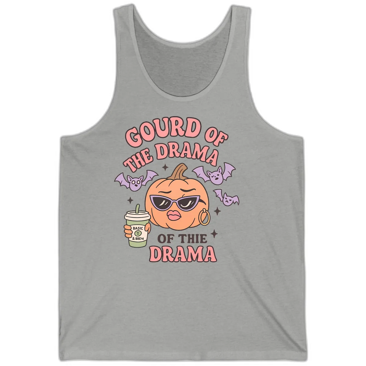 Gourd Of The Drama Pumpkin Tank in Athletic Heather