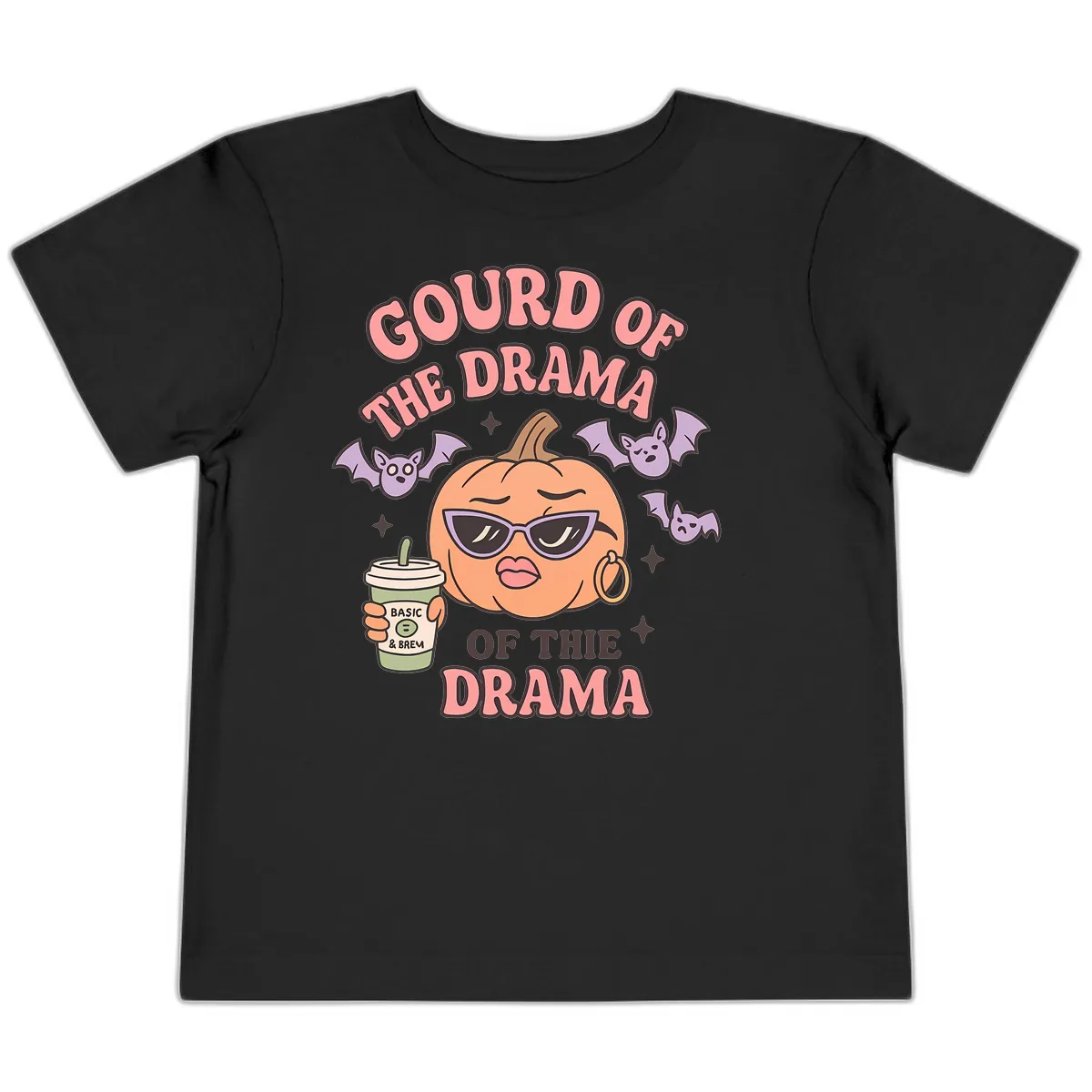 Gourd Of The Drama Pumpkin Toddler T-Shirt in Black