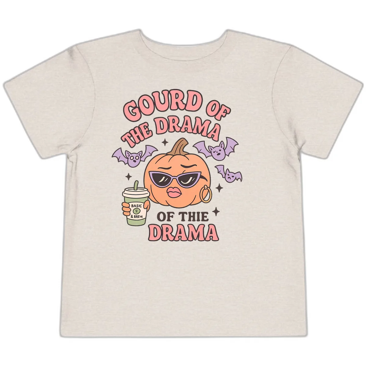 Gourd Of The Drama Pumpkin Toddler T-Shirt in Heather Dust
