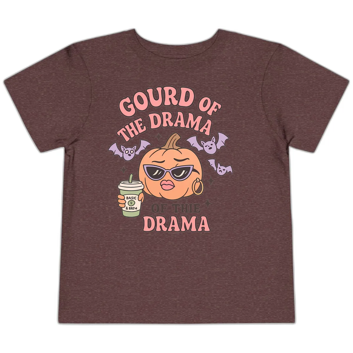 Gourd Of The Drama Pumpkin Toddler T-Shirt in Heather Maroon