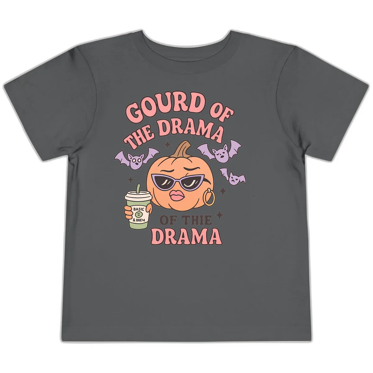 Gourd Of The Drama Pumpkin Toddler T-Shirt in Asphalt