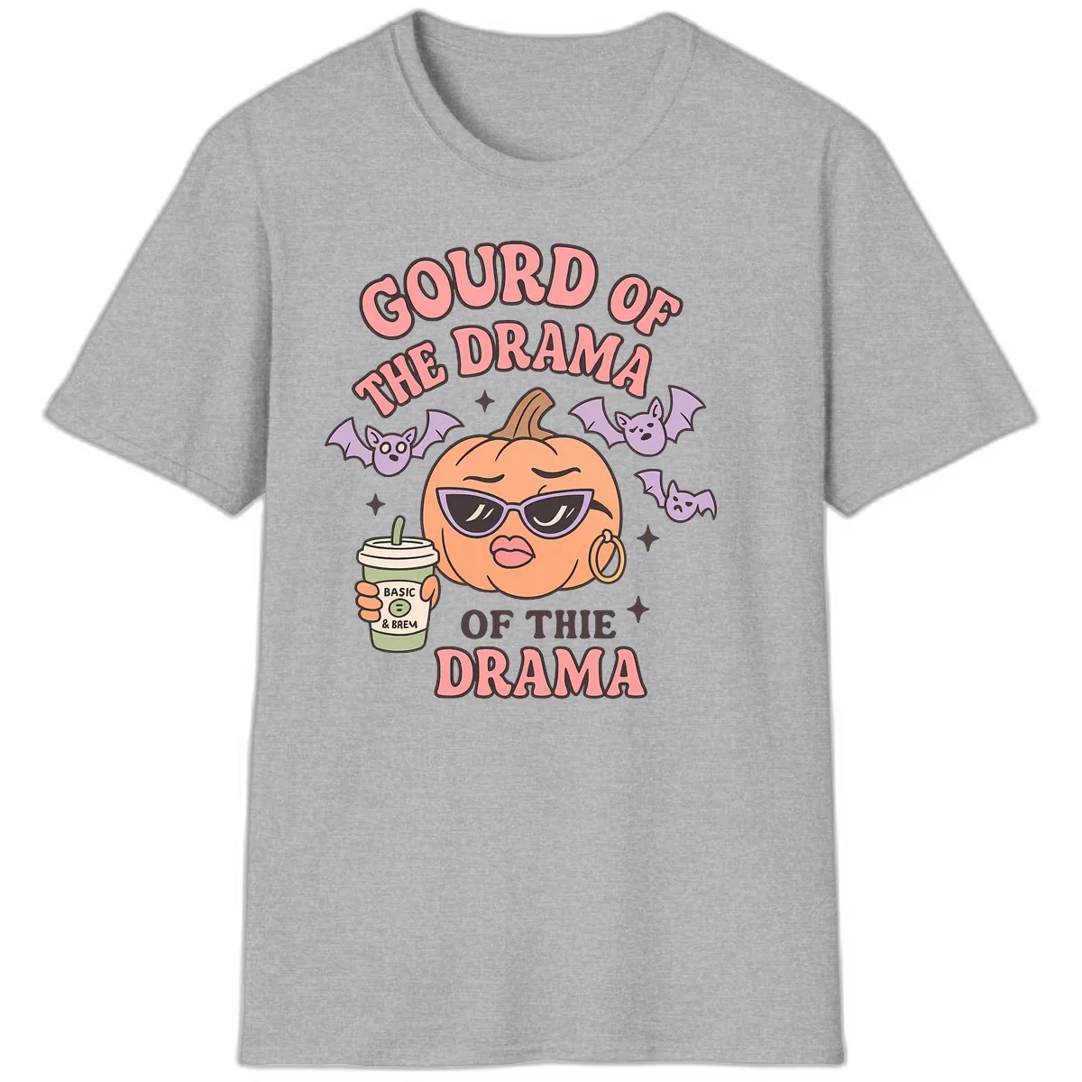 Gourd Of The Drama Pumpkin T-Shirt in Sport Grey