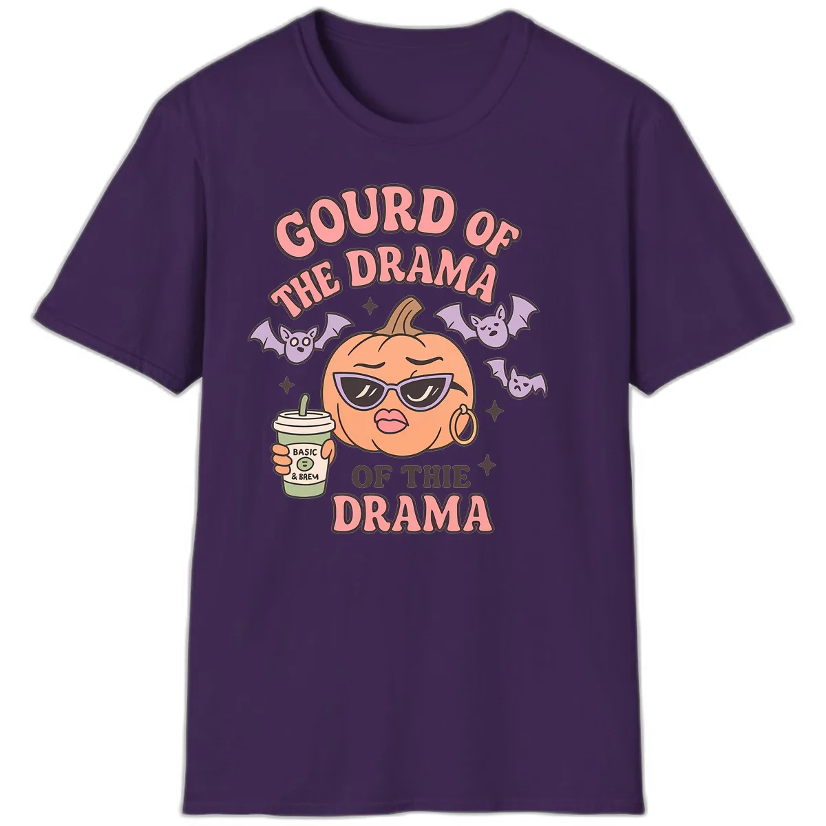 Gourd Of The Drama Pumpkin T-Shirt in Purple