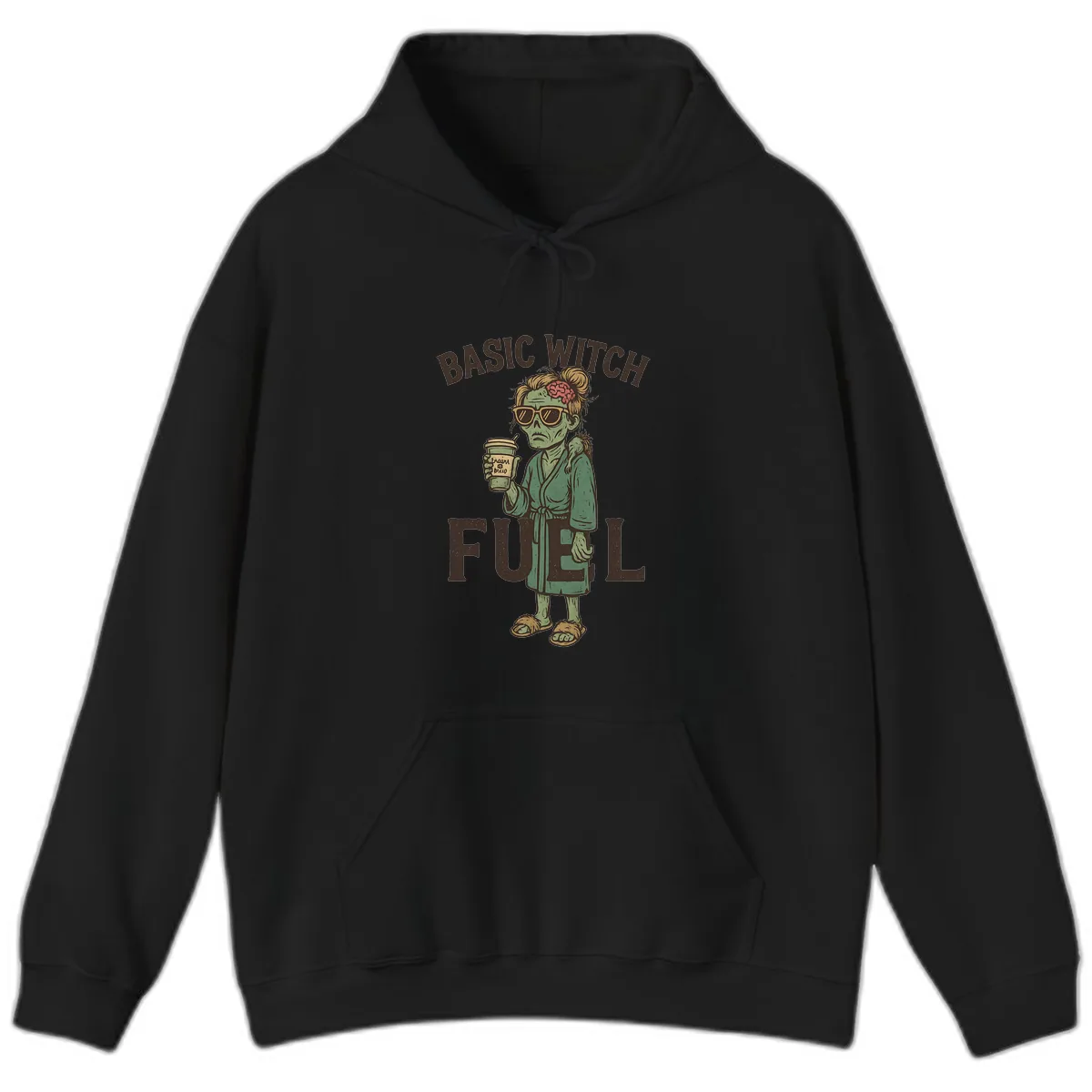 Basic Witch Fuel Halloween Design Hoodie in Black