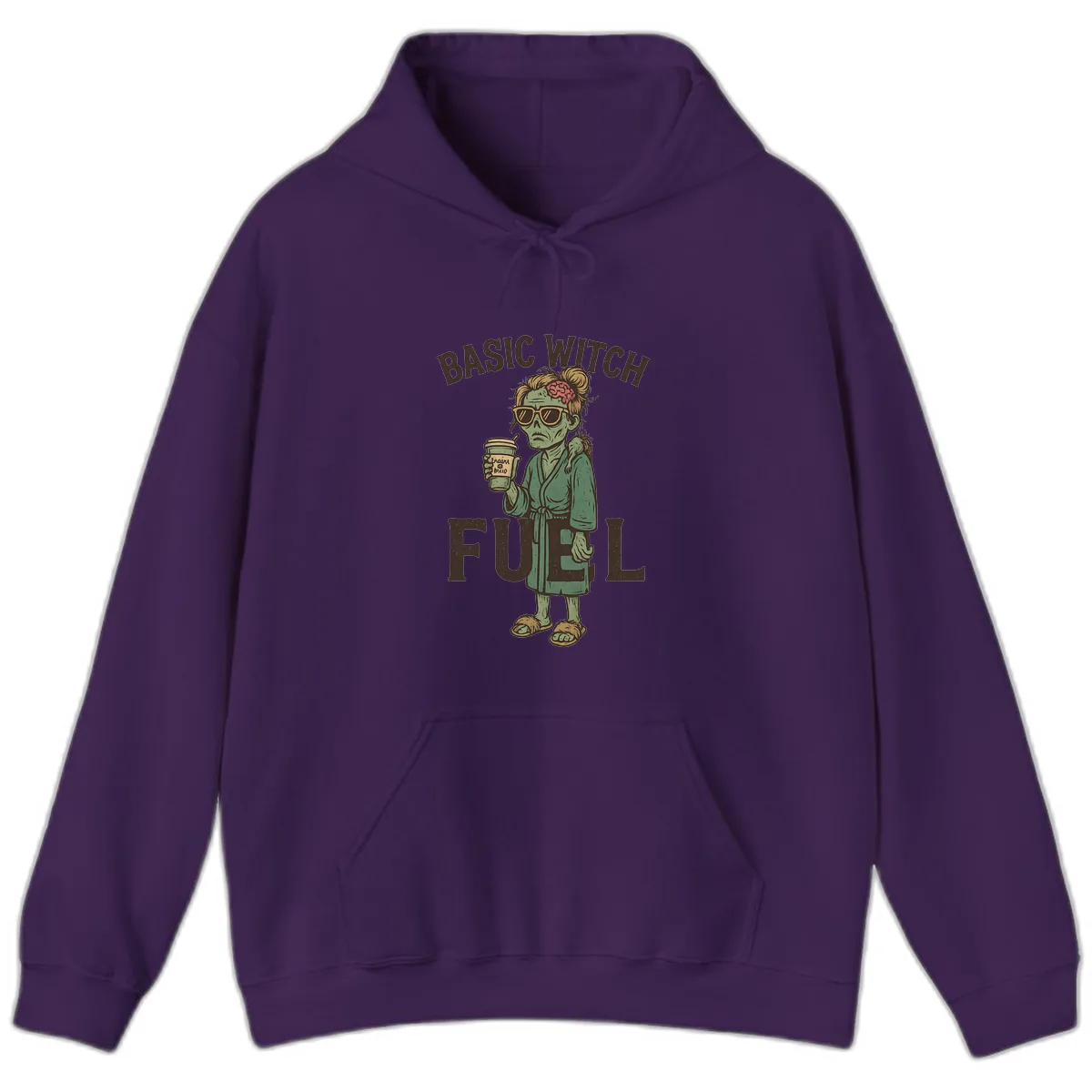 Basic Witch Fuel Halloween Design Hoodie in Purple