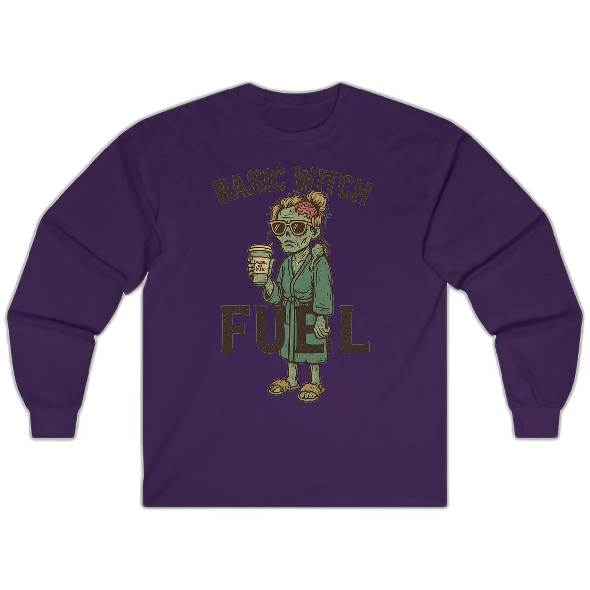 Basic Witch Fuel Halloween Design Long Sleeve in Purple