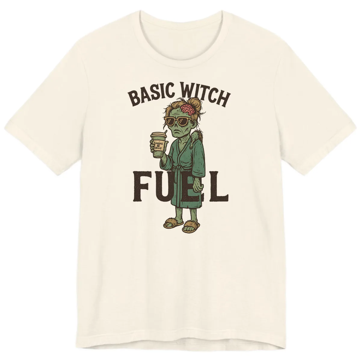 Basic Witch Fuel Halloween Design Premium T-Shirt in Natural