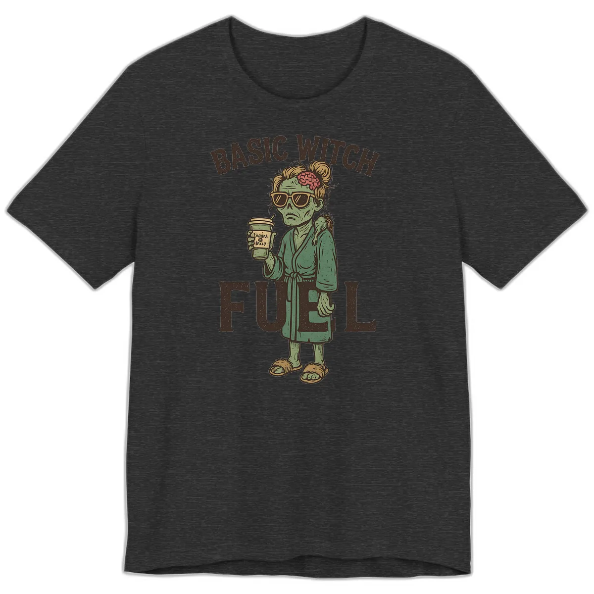 Basic Witch Fuel Halloween Design Premium T-Shirt in Dark Grey Heather