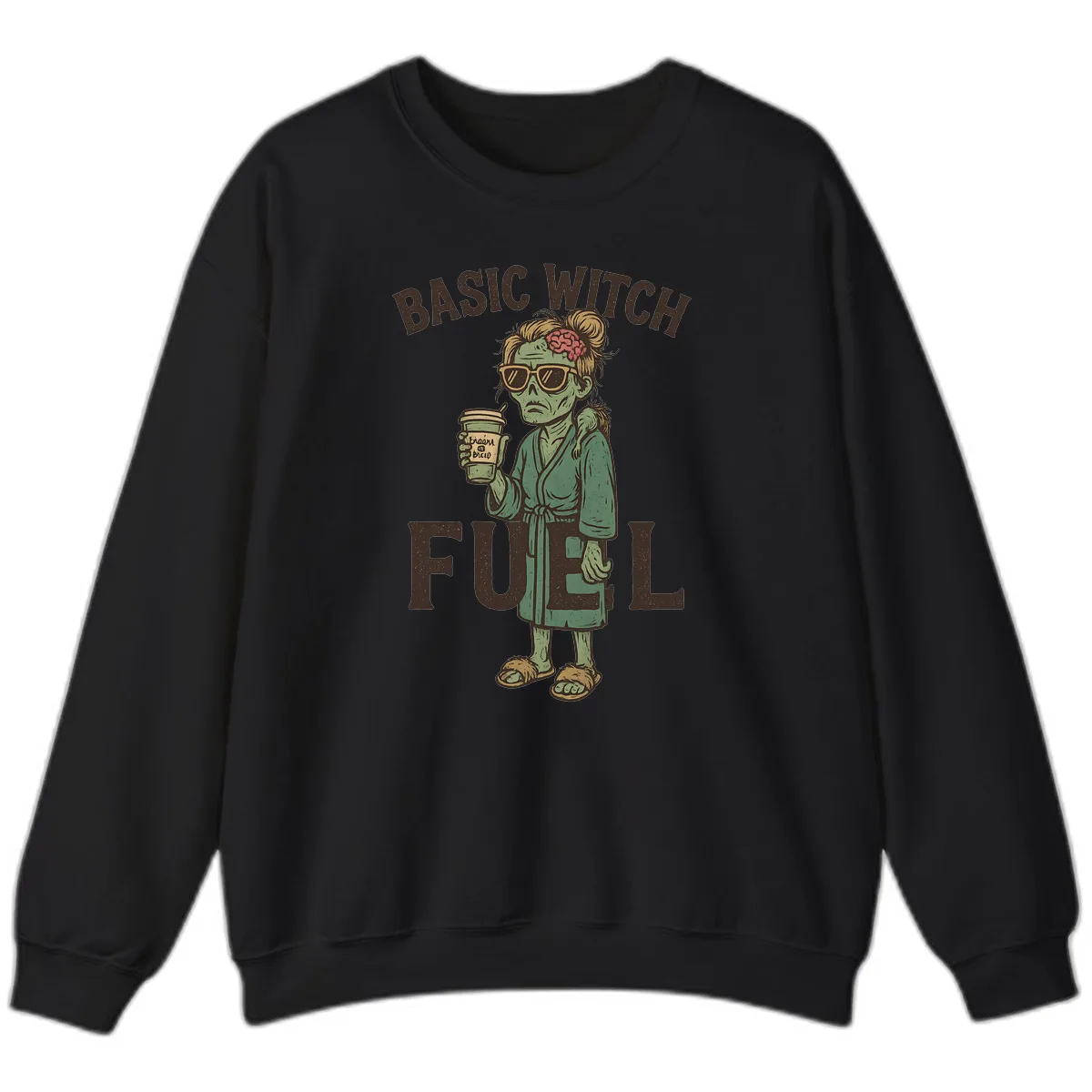 Basic Witch Fuel Halloween Design Sweatshirt in Black