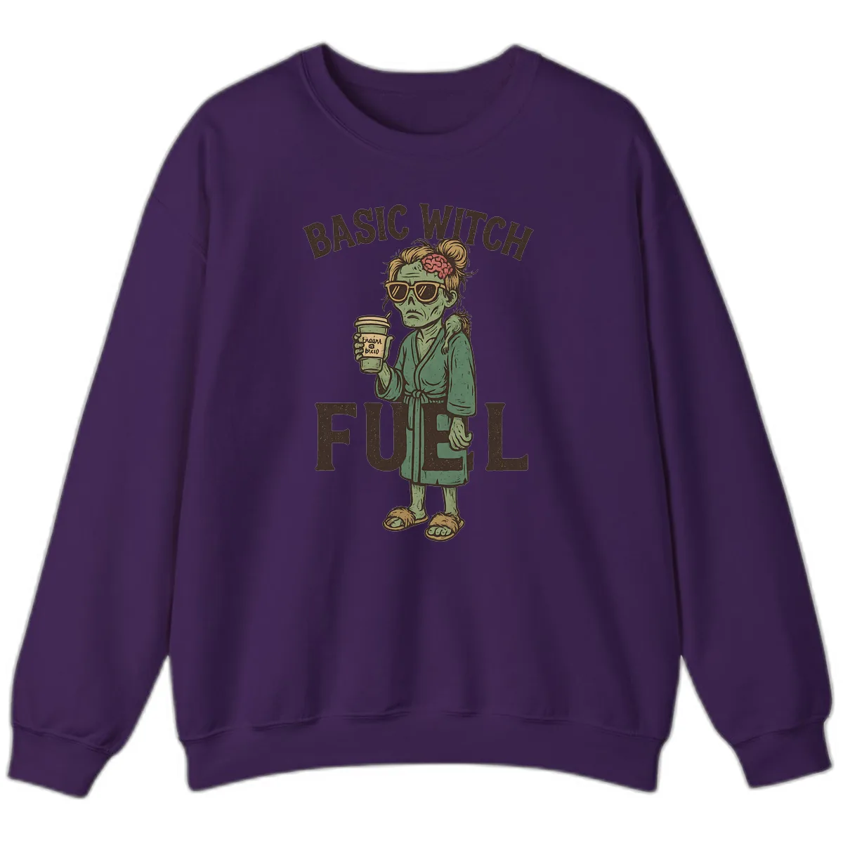 Basic Witch Fuel Halloween Design Sweatshirt in Purple