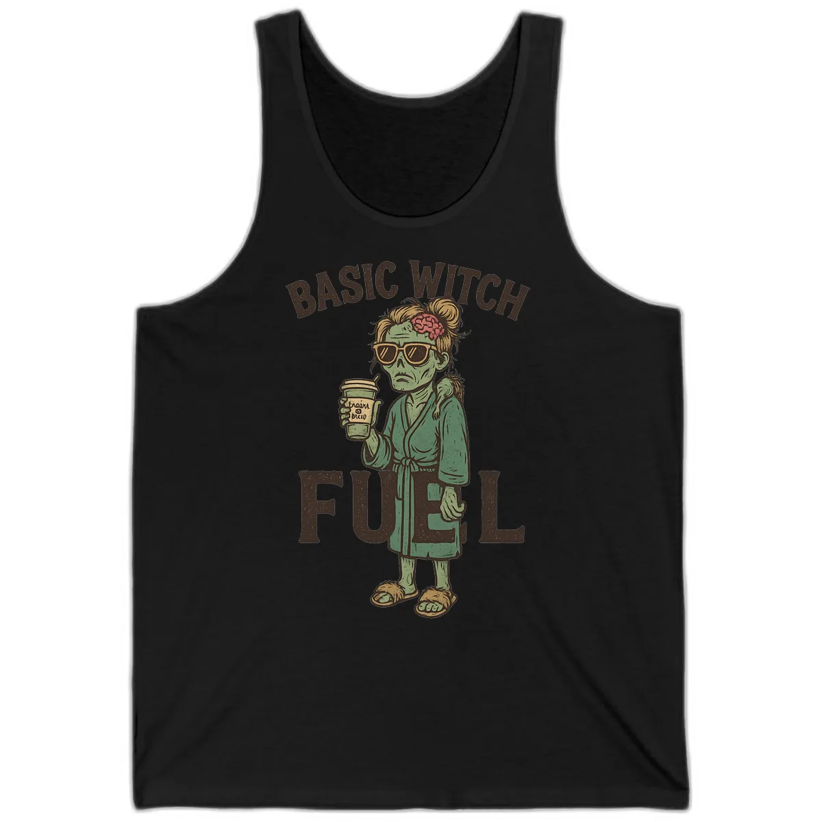 Basic Witch Fuel Halloween Design Tank in Black