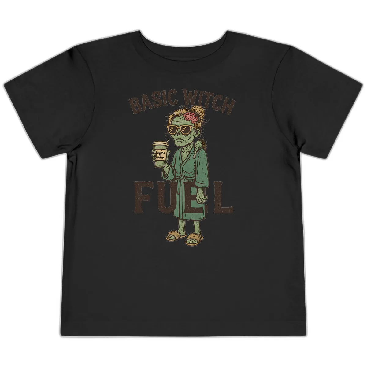 Basic Witch Fuel Halloween Design Toddler T-Shirt in Black