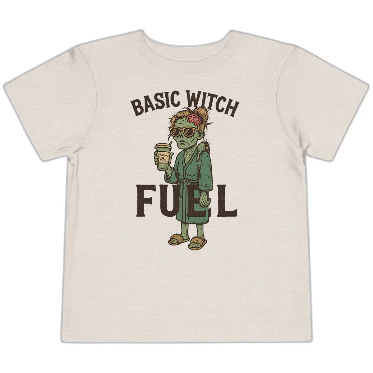 Basic Witch Fuel Halloween Design Toddler T-Shirt in Heather Dust