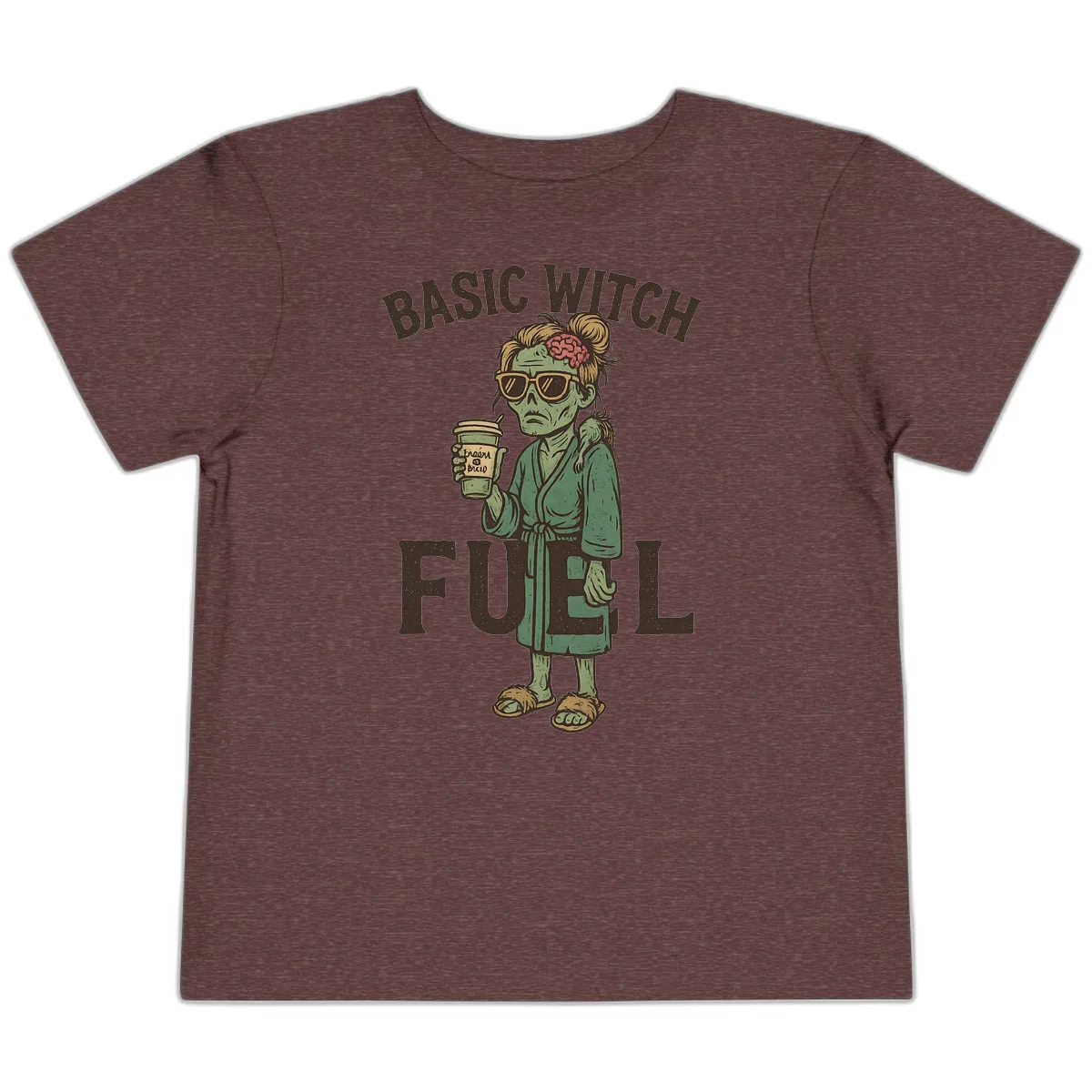 Basic Witch Fuel Halloween Design Toddler T-Shirt in Heather Maroon