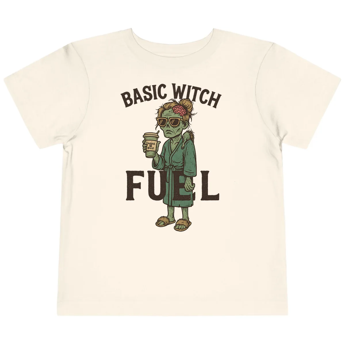 Basic Witch Fuel Halloween Design Toddler T-Shirt in Natural