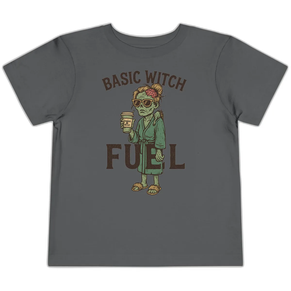 Basic Witch Fuel Halloween Design Toddler T-Shirt in Asphalt