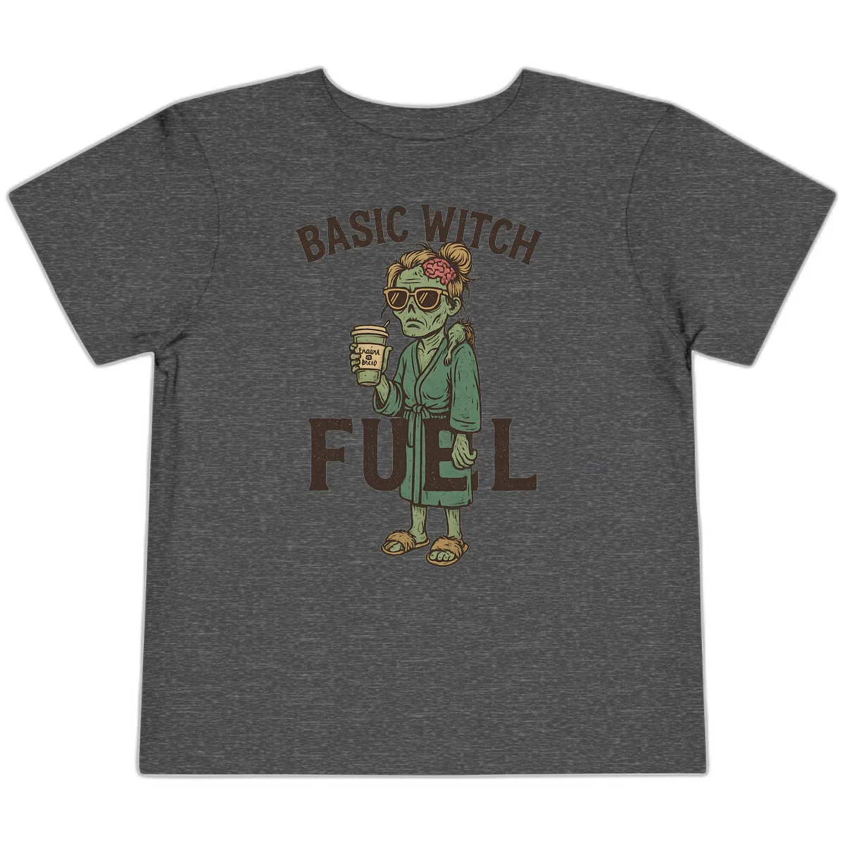 Basic Witch Fuel Halloween Design Toddler T-Shirt in Dark Heather Grey