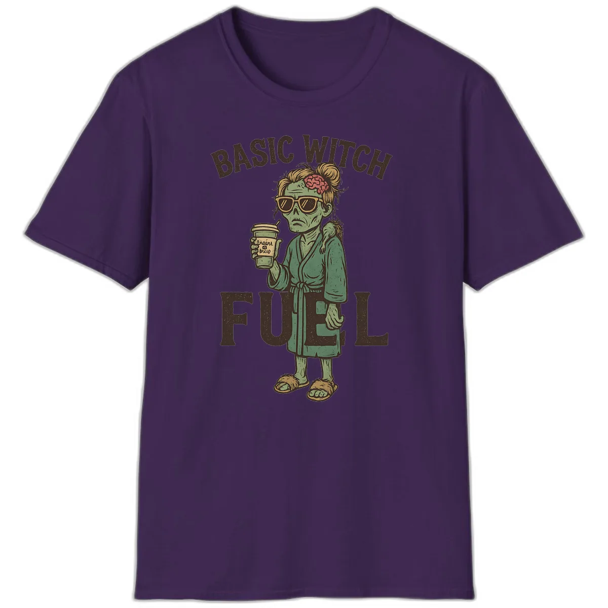 Basic Witch Fuel Halloween Design T-Shirt in Purple