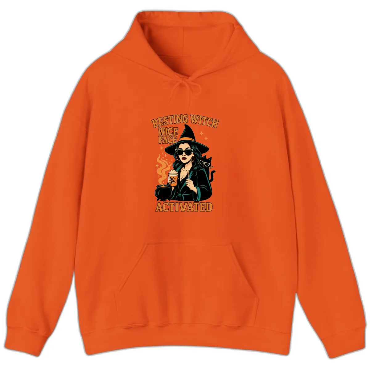 Resting Witch Face Activated Hoodie in Orange