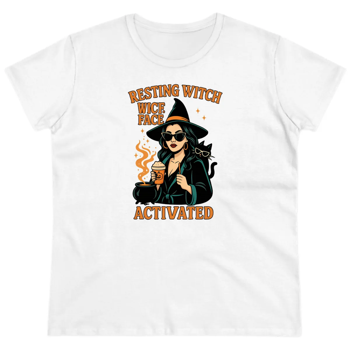 Resting Witch Face Activated Ladies Tee in White