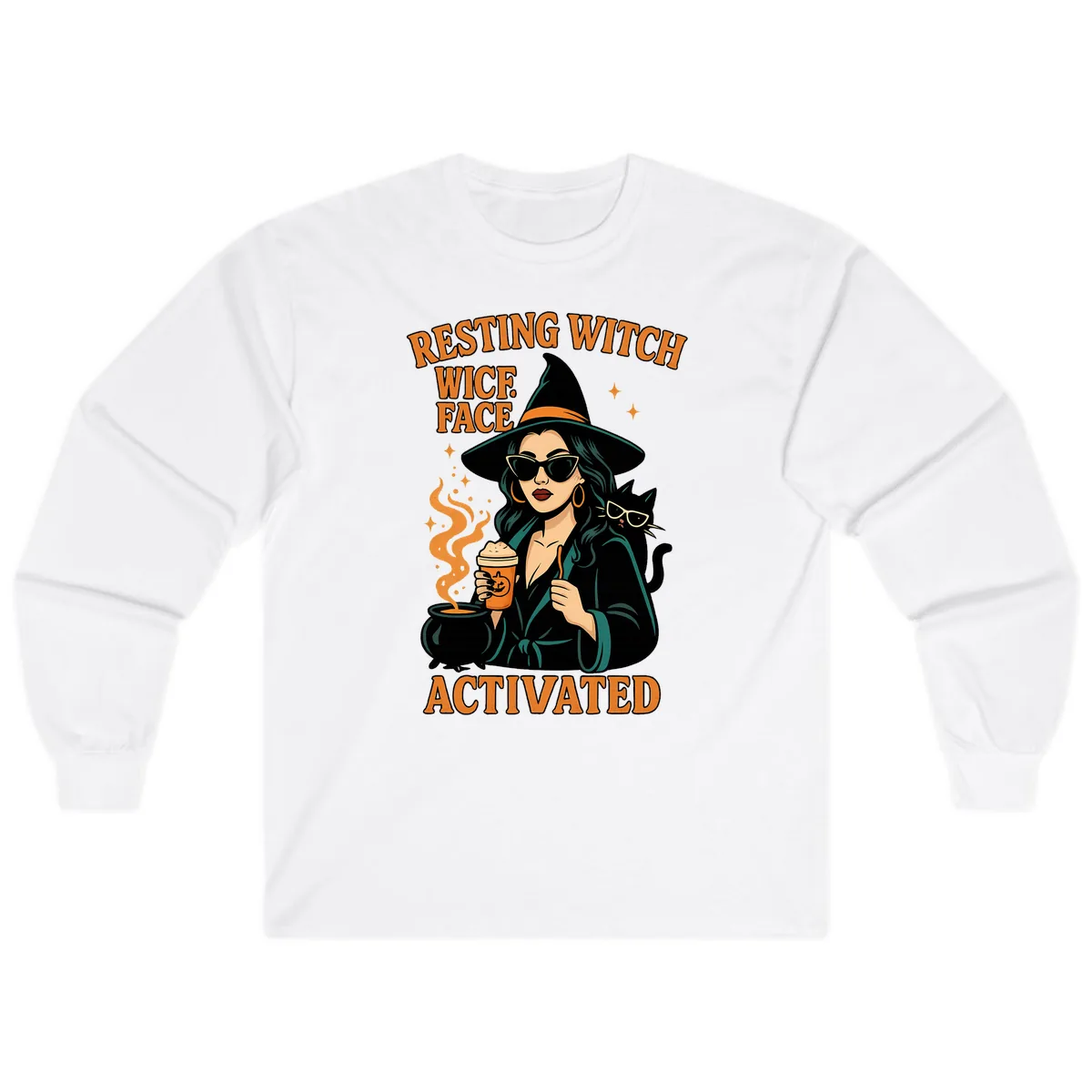 Resting Witch Face Activated Long Sleeve in White