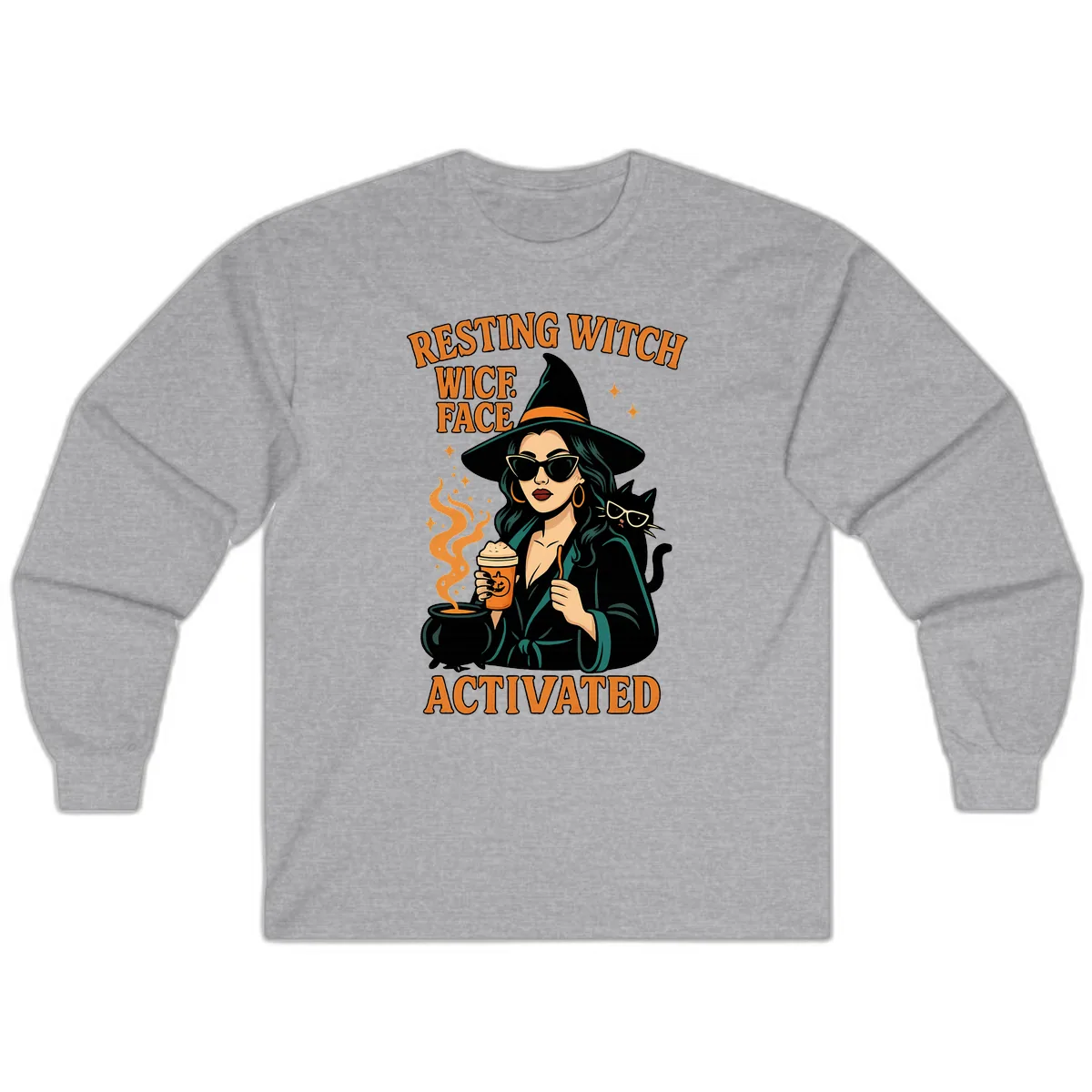 Resting Witch Face Activated Long Sleeve in Sport Grey
