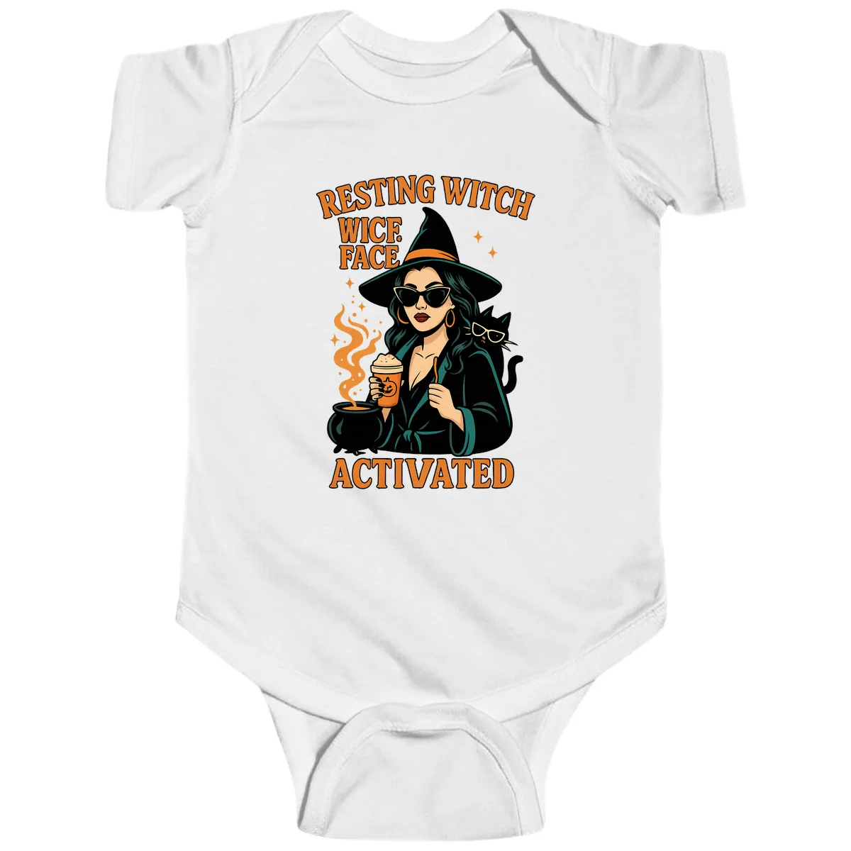 Resting Witch Face Activated Baby Onesie in White