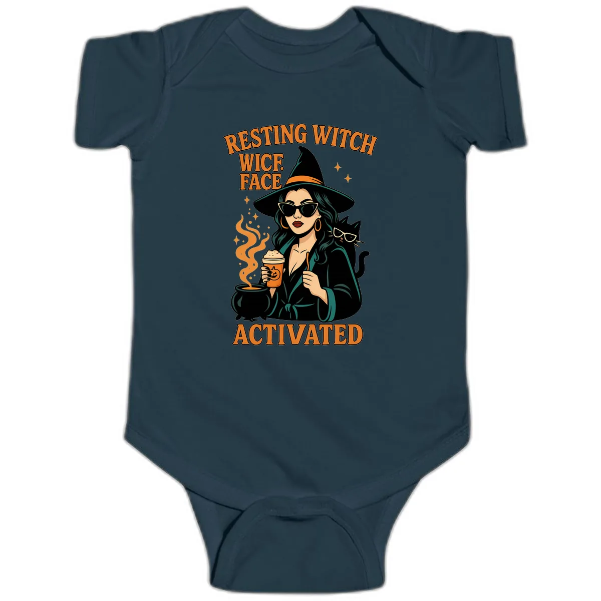 Resting Witch Face Activated Baby Onesie in Navy
