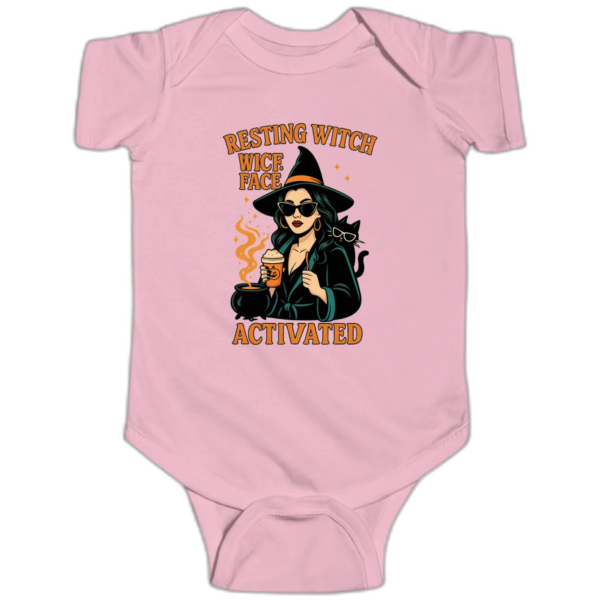 Resting Witch Face Activated Baby Onesie in Pink
