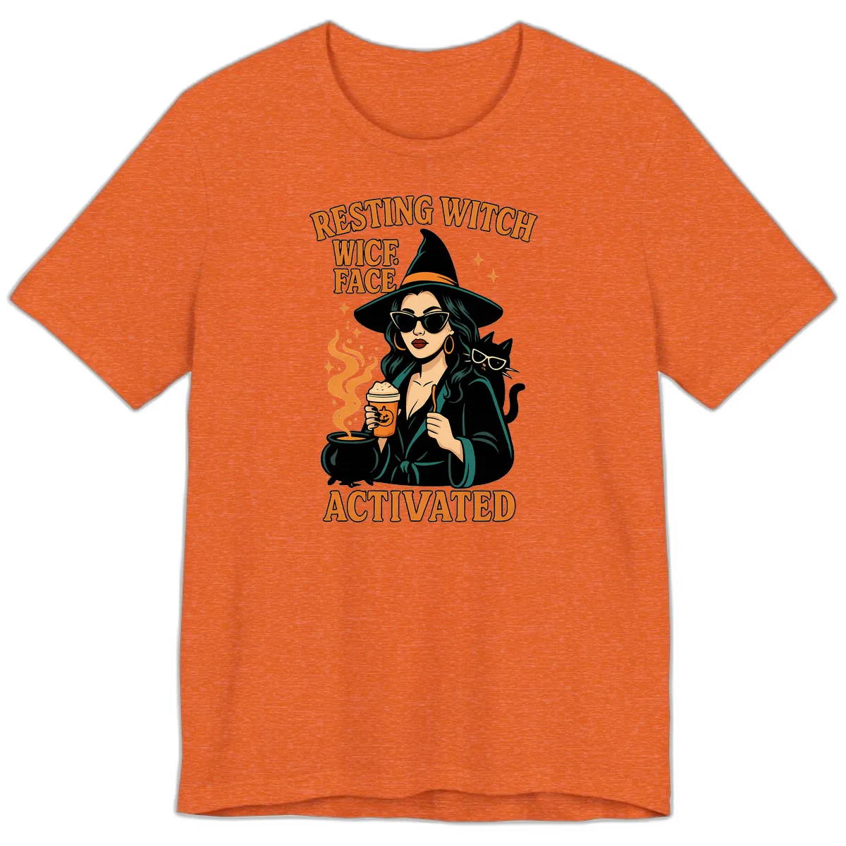 Resting Witch Face Activated Premium T-Shirt in Heather Orange