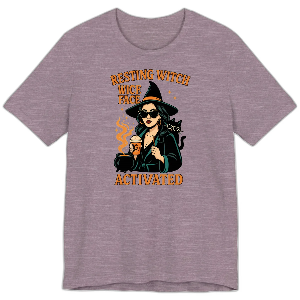 Resting Witch Face Activated Premium T-Shirt in Heather Purple