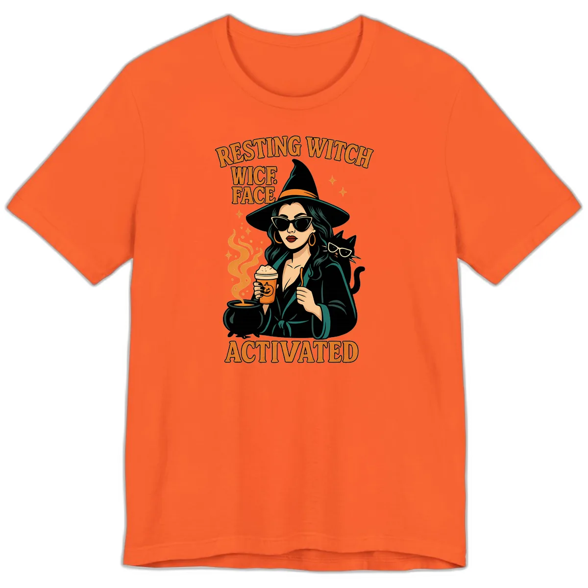 Resting Witch Face Activated Premium T-Shirt in Orange