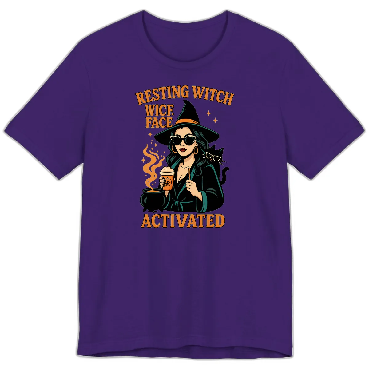 Resting Witch Face Activated Premium T-Shirt in Team Purple