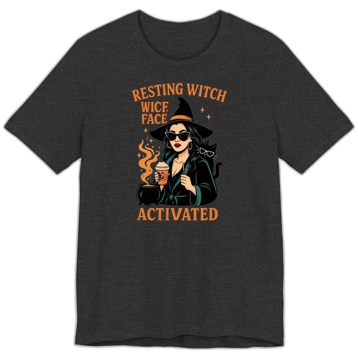 Resting Witch Face Activated Premium T-Shirt in Dark Grey Heather