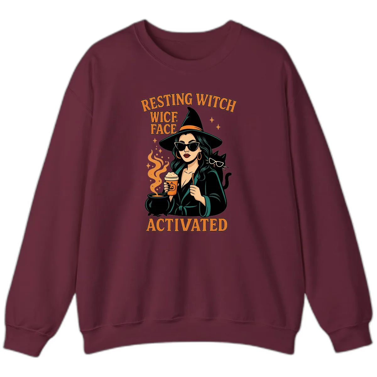 Resting Witch Face Activated Sweatshirt in Maroon