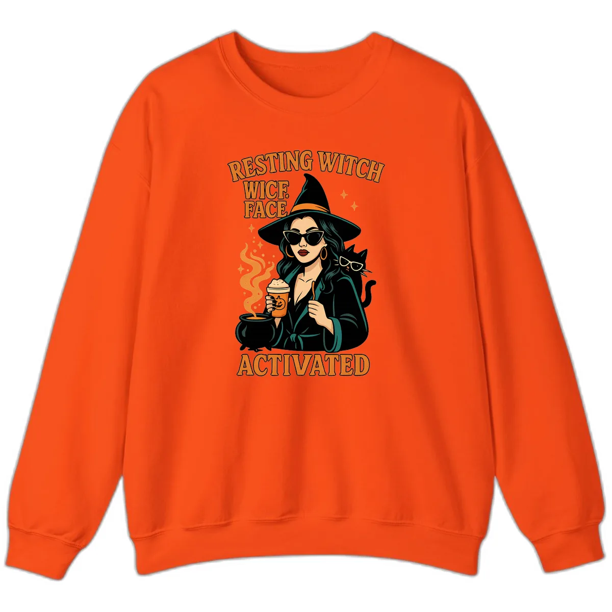Resting Witch Face Activated Sweatshirt in Orange