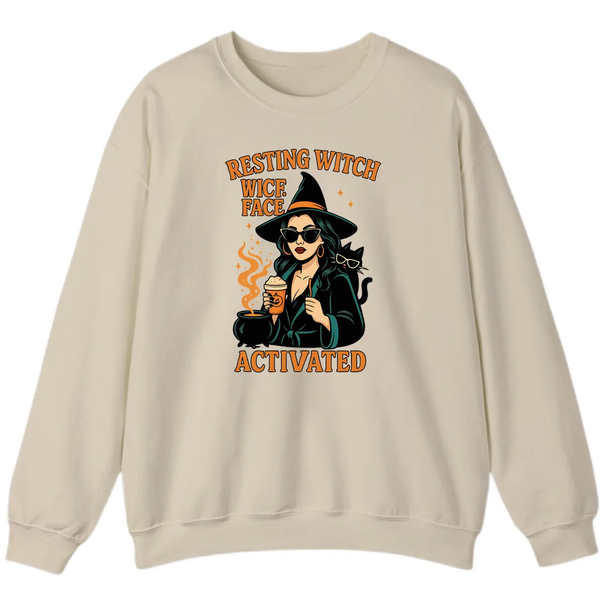 Resting Witch Face Activated Sweatshirt in Sand