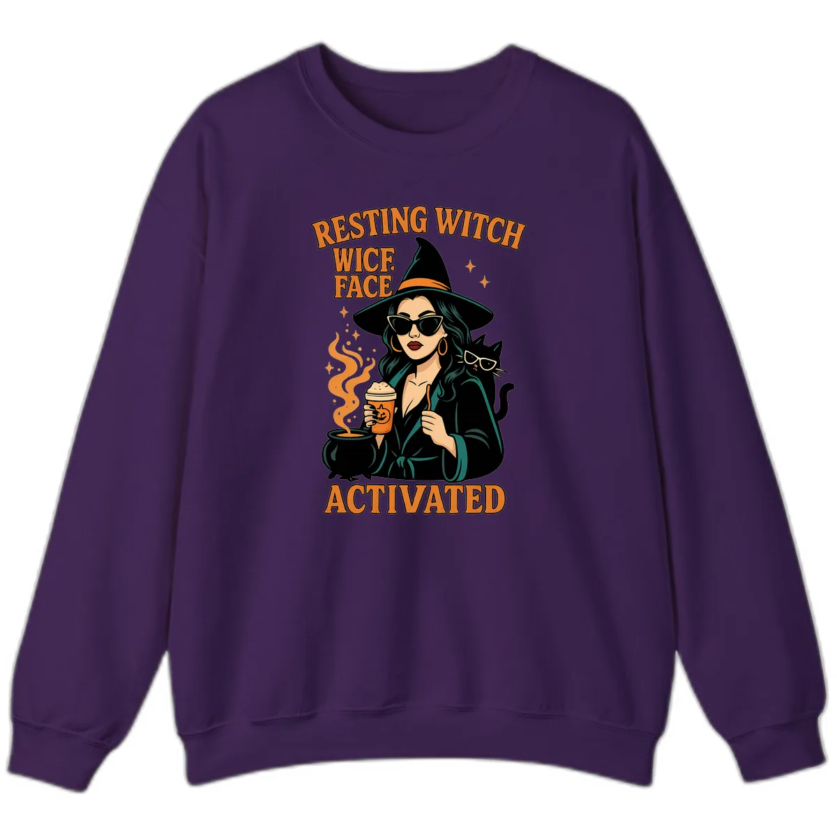 Resting Witch Face Activated Sweatshirt in Purple