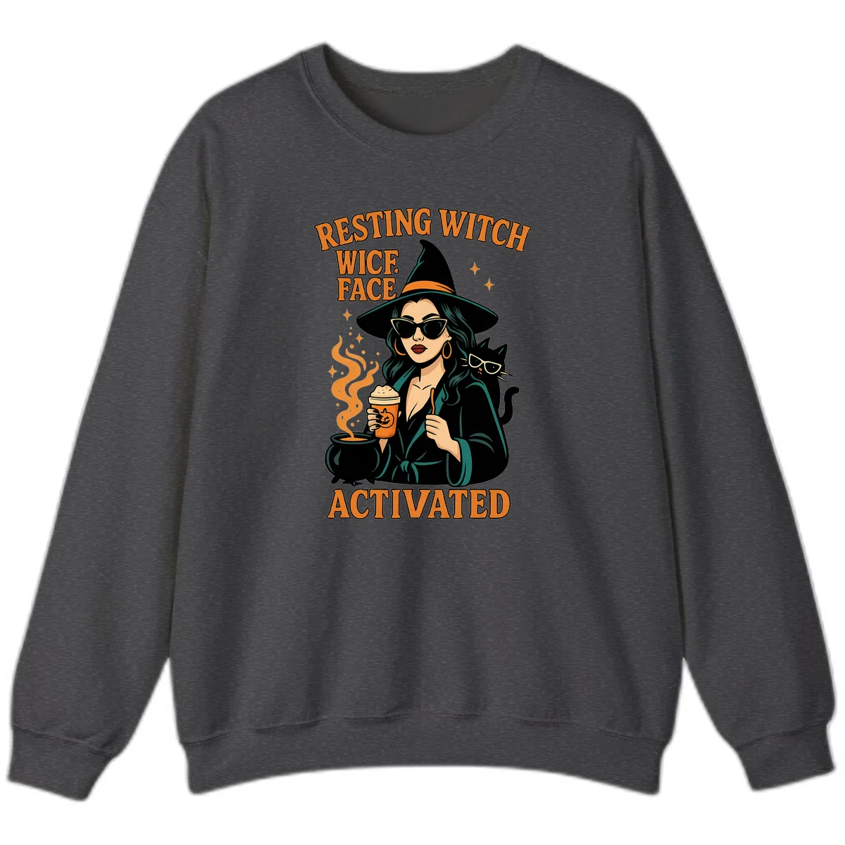 Resting Witch Face Activated Sweatshirt in Dark Heather