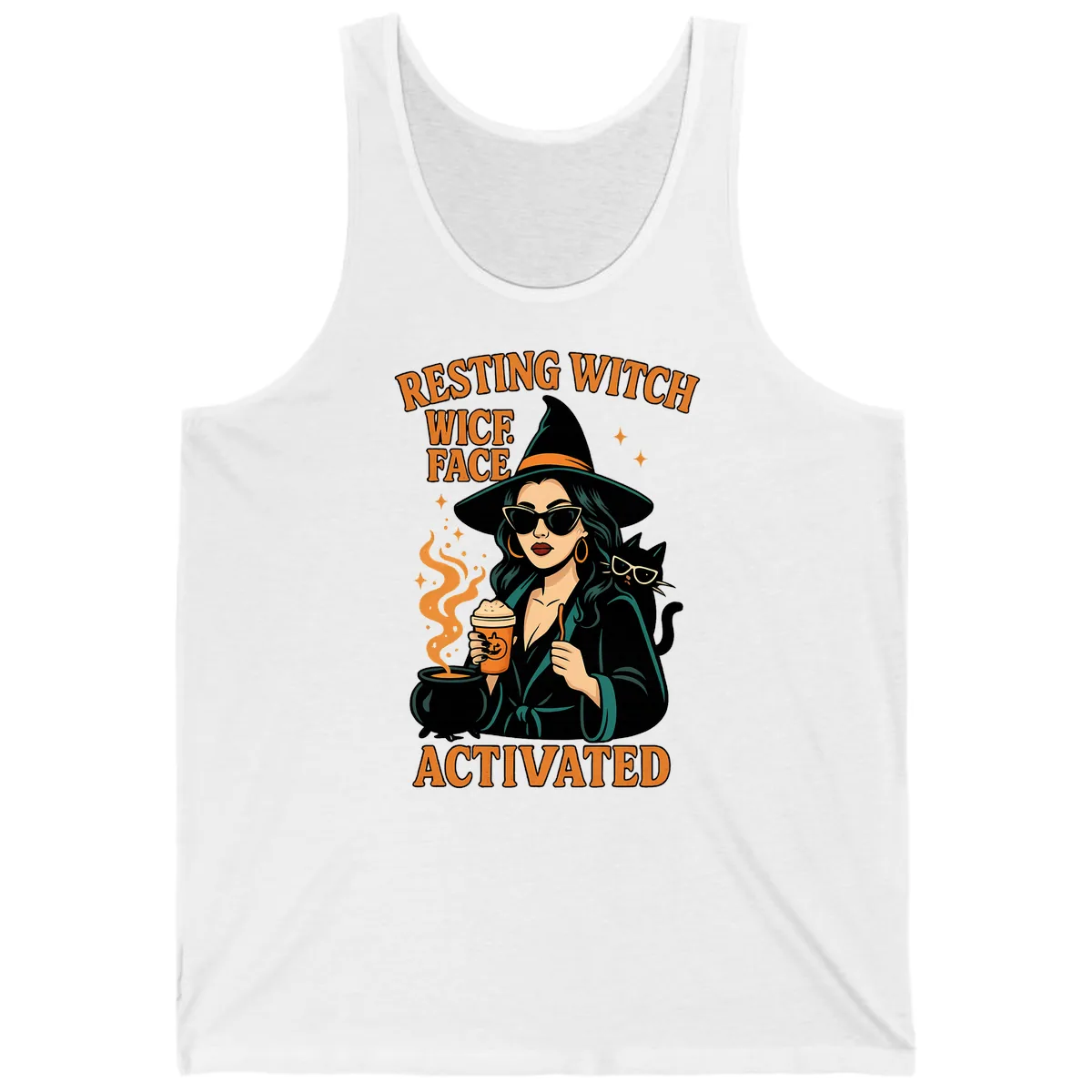 Resting Witch Face Activated Tank in White