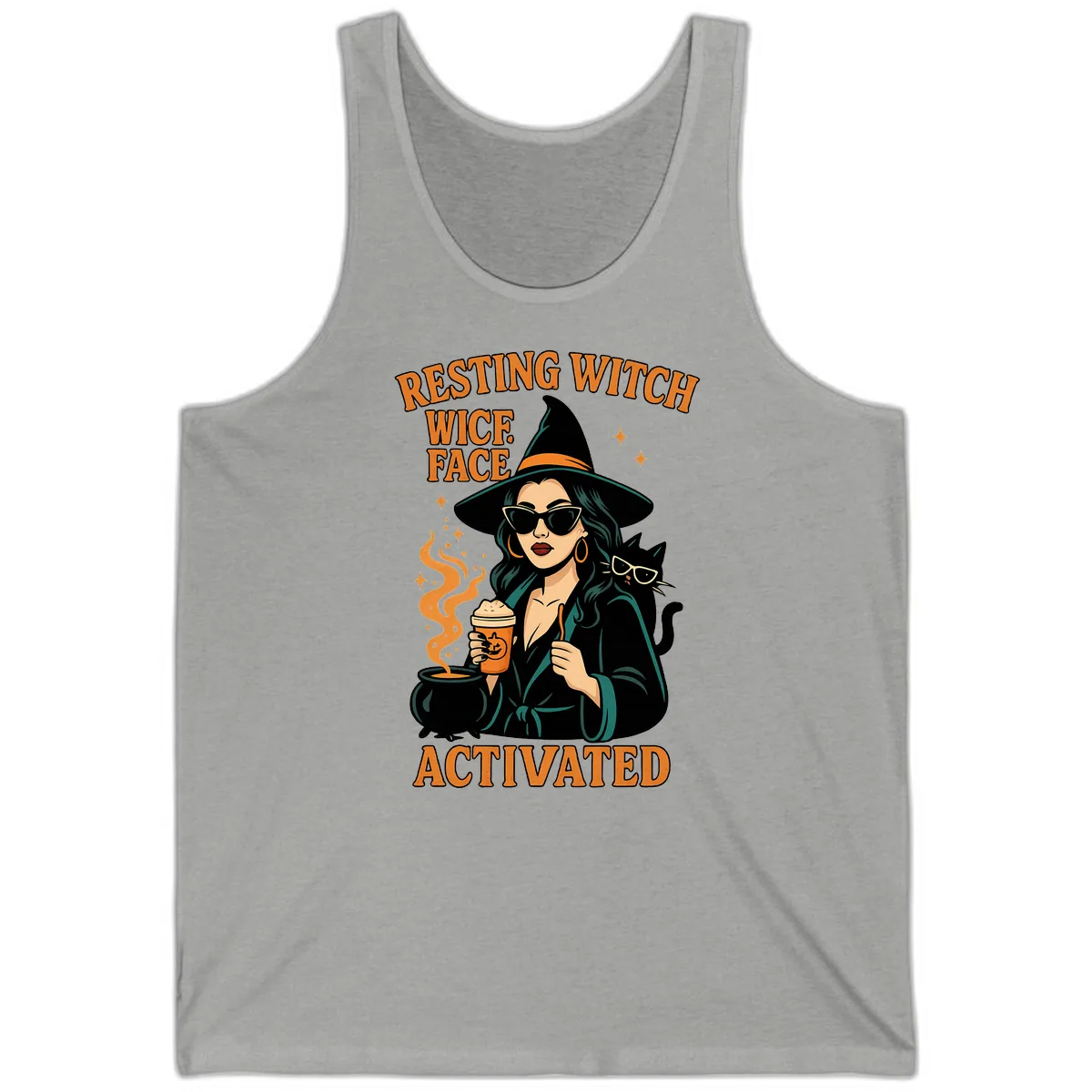Resting Witch Face Activated Tank in Athletic Heather
