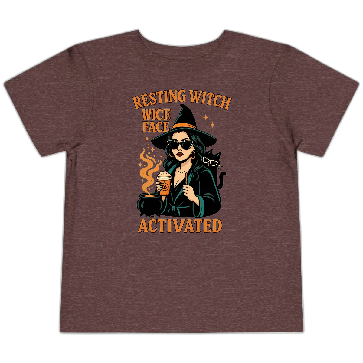 Resting Witch Face Activated Toddler T-Shirt in Heather Maroon