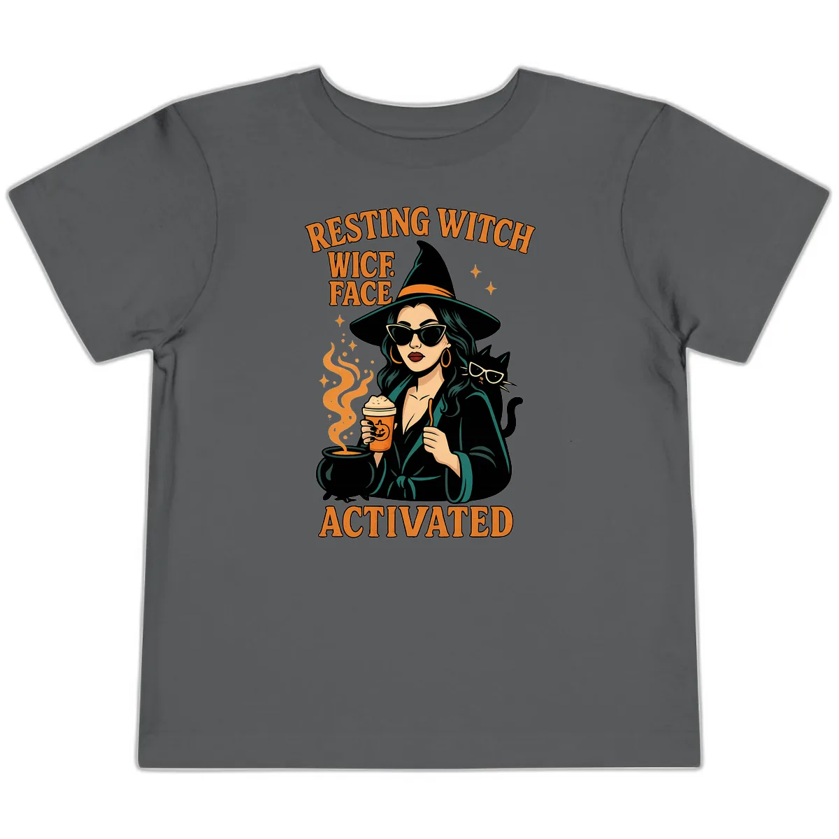 Resting Witch Face Activated Toddler T-Shirt in Asphalt