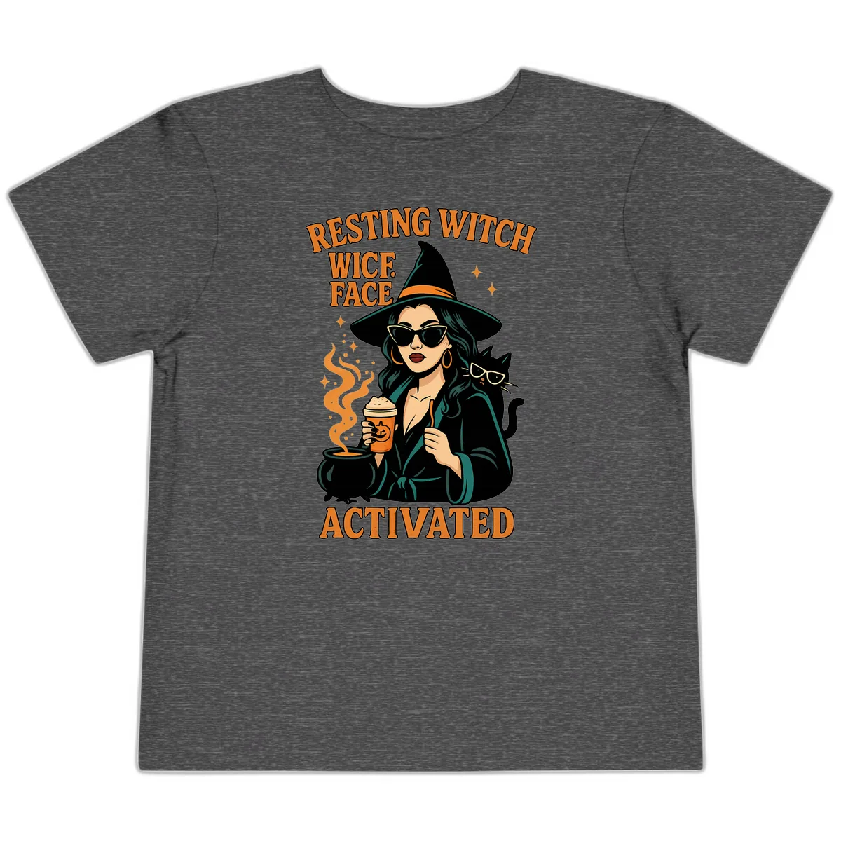 Resting Witch Face Activated Toddler T-Shirt in Dark Heather Grey