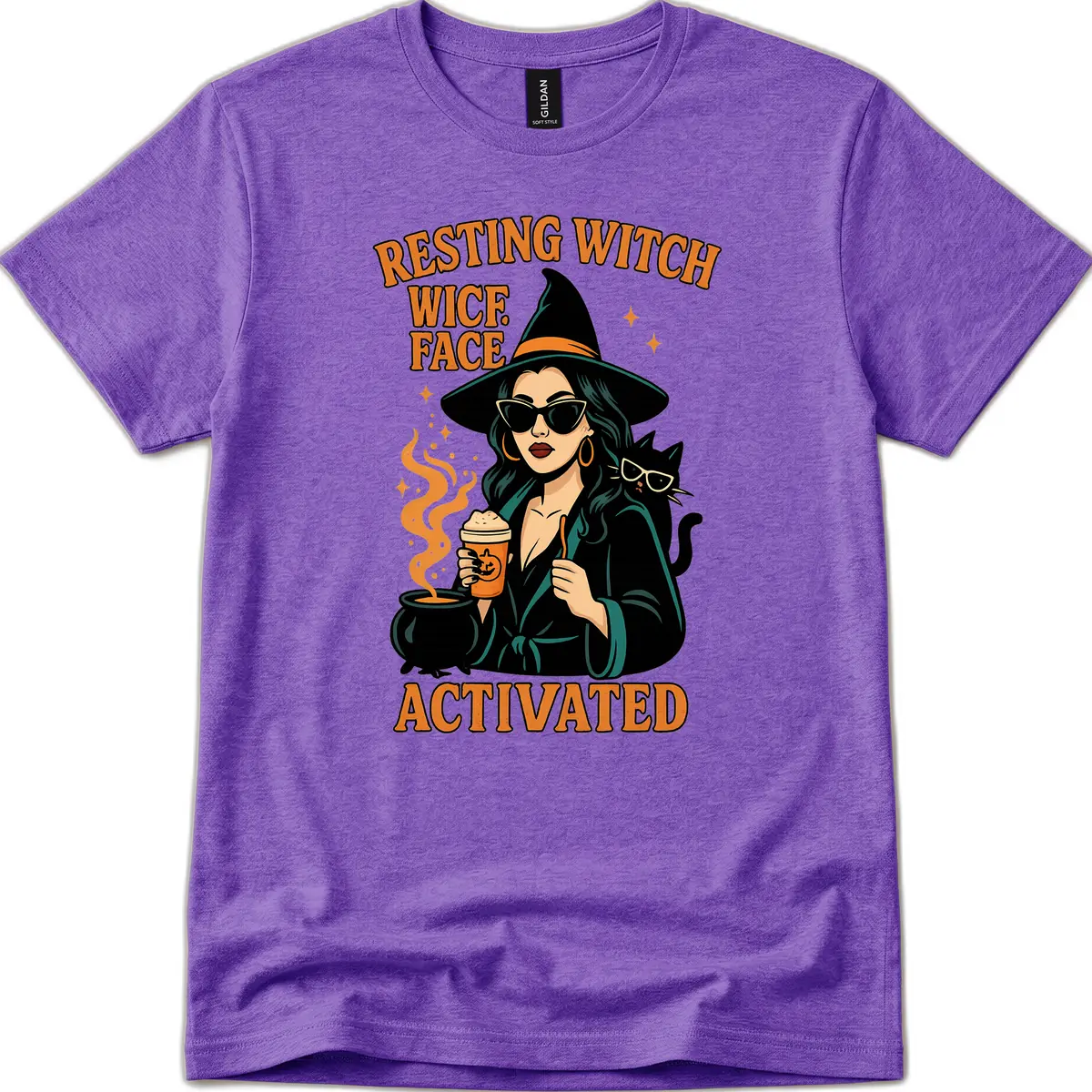 Resting Witch Face Activated T-Shirt in Heather Purple