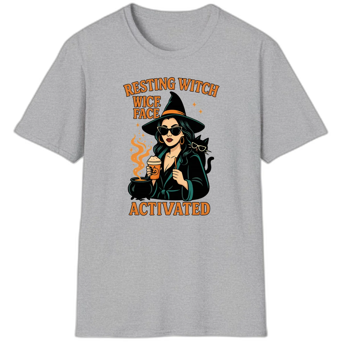 Resting Witch Face Activated T-Shirt in Sport Grey
