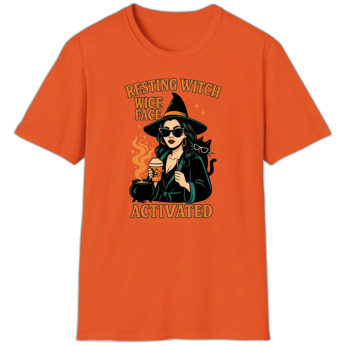 Resting Witch Face Activated T-Shirt in Orange