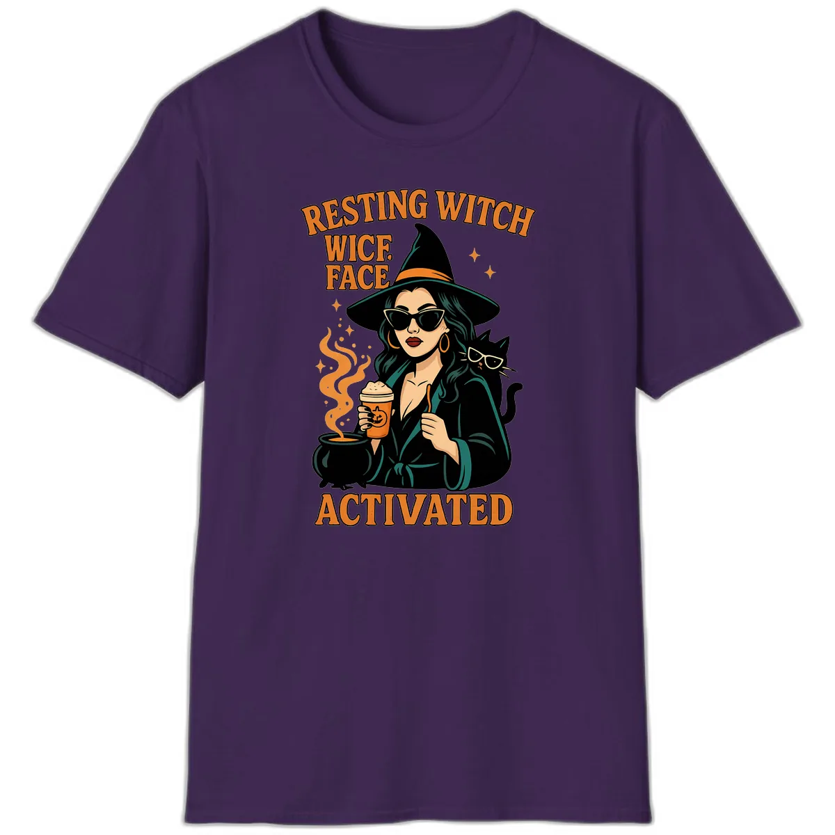 Resting Witch Face Activated T-Shirt in Purple